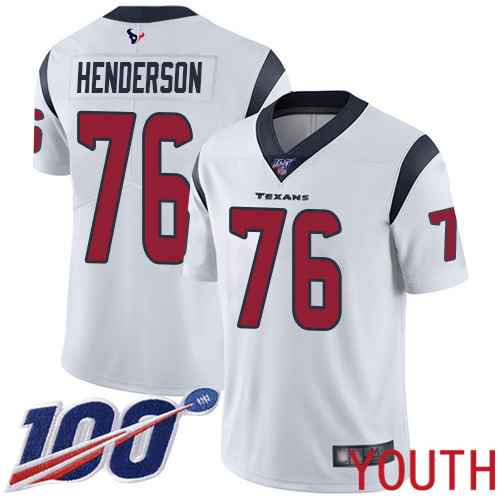 Houston Texans Limited White Youth Seantrel Henderson Road Jersey NFL Football #76 100th Season Vapor Untouchable